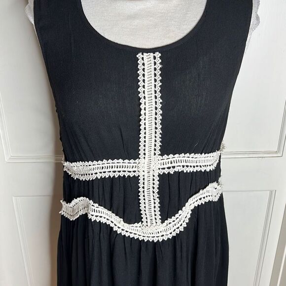 ❤️Kori America Crochet Lace Detail Handkerchief Hem Summer Mini Dress Size Lg - Picture 3 of 10